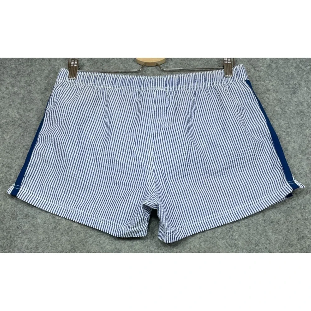 Andrew Christian Seersucker Stripe Swim Shorts Blue White Large